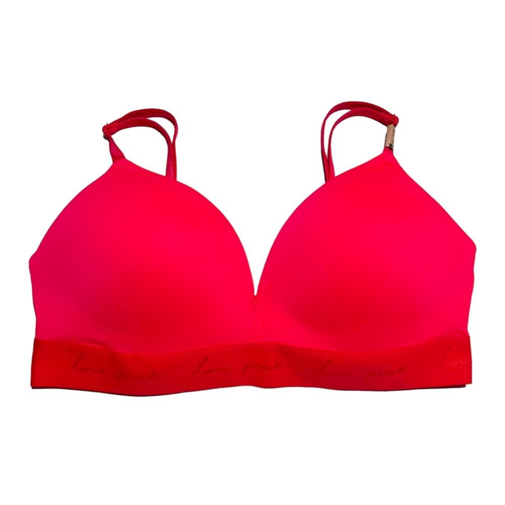 Victoria's Secret PINK Wear Everywhere Wireless Push-Up Bra Size 36D Red Pepper